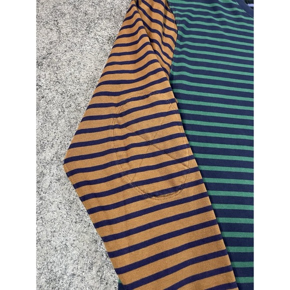 J Crew Oarsman Rugby Shirt Mens Large Long Sleeve Multi Color Elbow Patches - Picture 5 of 10